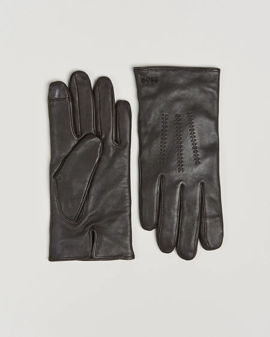 Hainz Leather Gloves Dark Brown