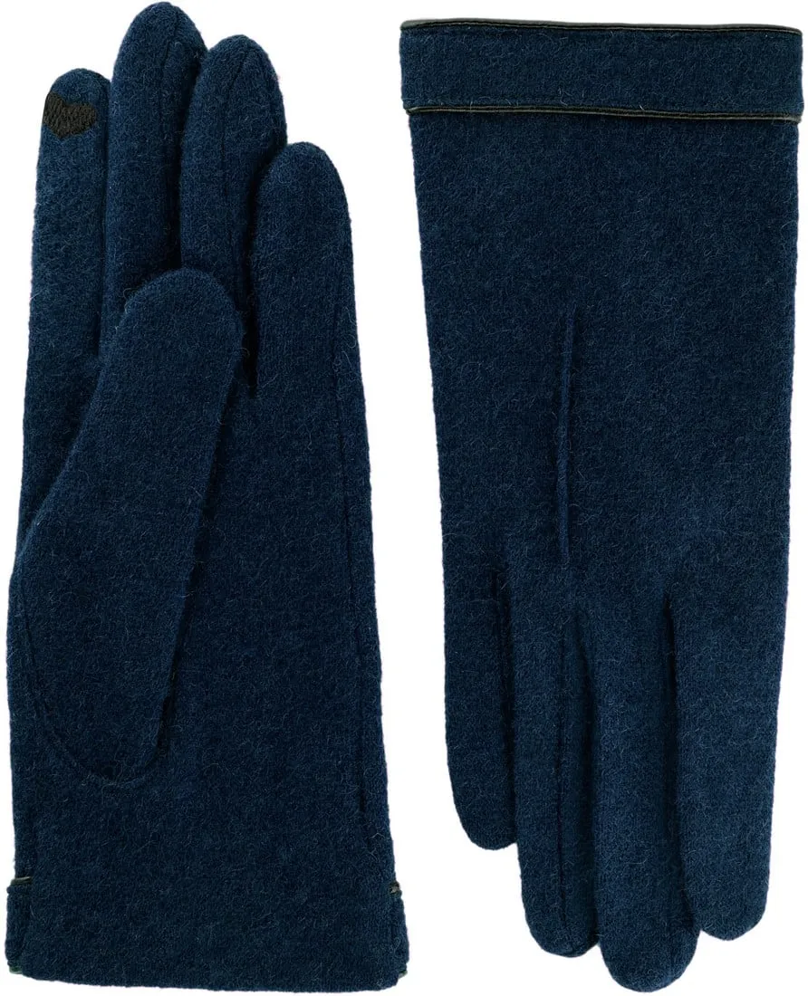 ROECKL PIPING & TOUCH WOLLEN DAMES HANDSCHOENEN MAAT 7,5 (ONE SIZE)  DONKERBLAUW