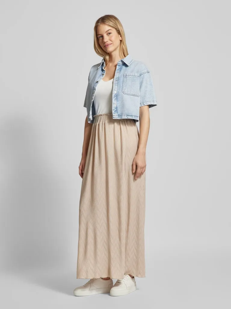 Vila Maxirok van viscose in effen design, model 'PLISEA' in lichtgrijs